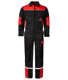 Massey Ferguson Black and Red Overall With Double Zip