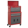 Sealey 6 Drawer Topchest & Rollcab Combination with Ball-Bearing Slides - Red/Grey